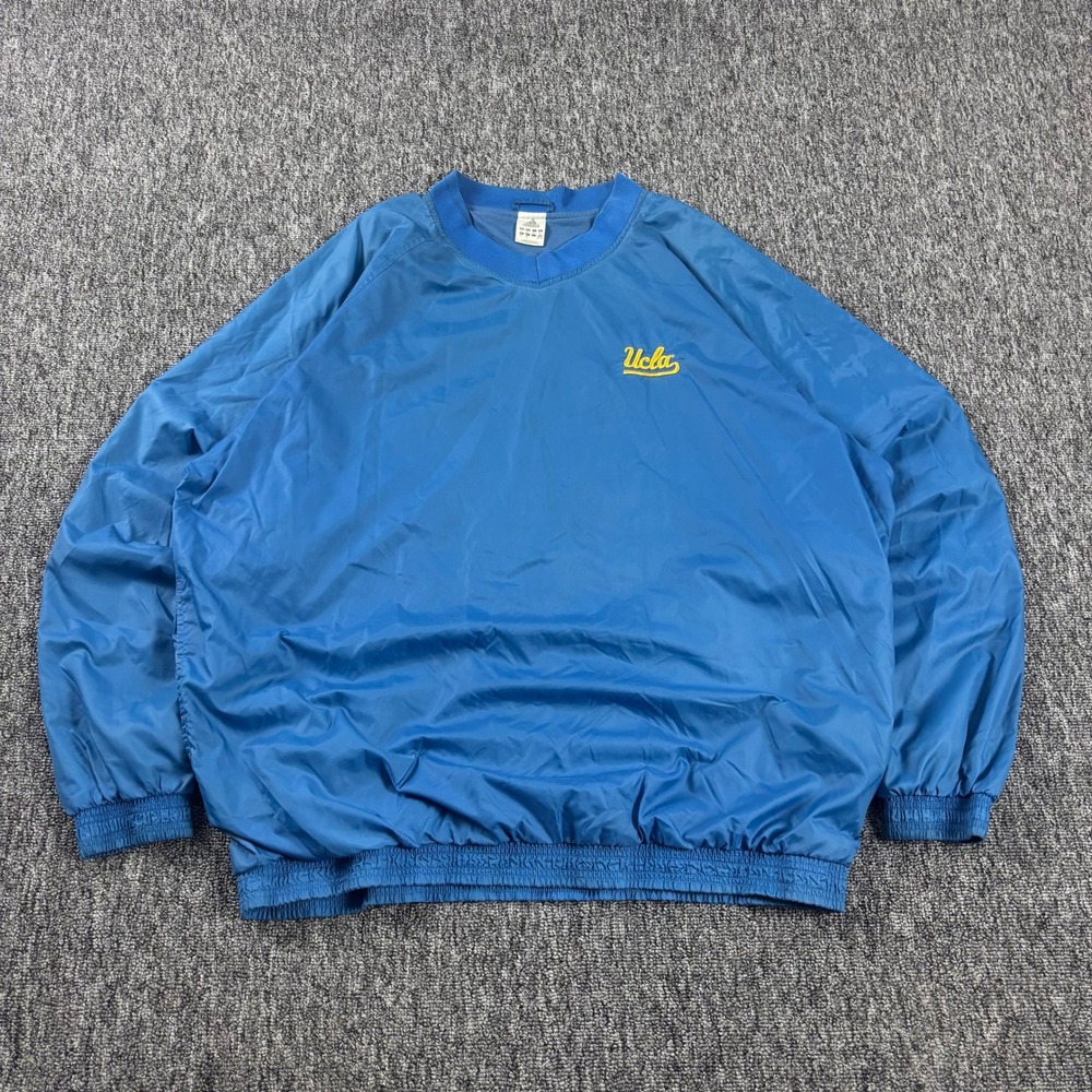 Adidas UCLA Bruins Y2K Vintage Windbreaker V-Neck Pullover Jacket Blue 2XL